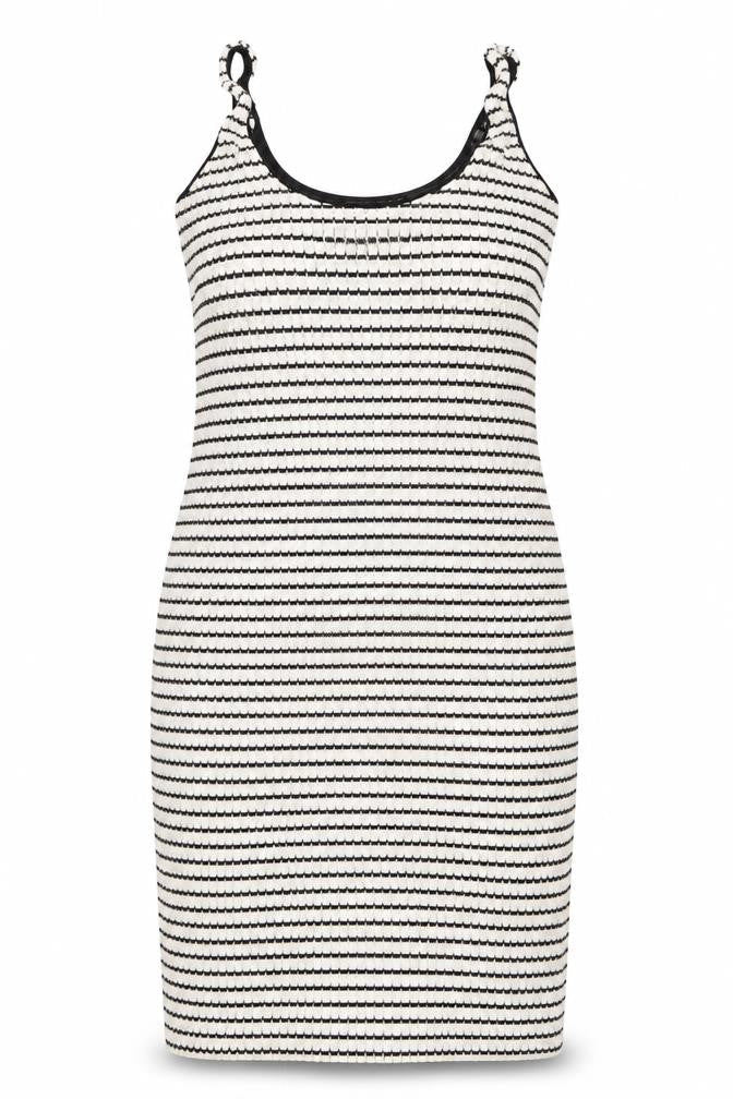 Mango Women's Black White Striped Slip Dress Size 12 Summer Knit