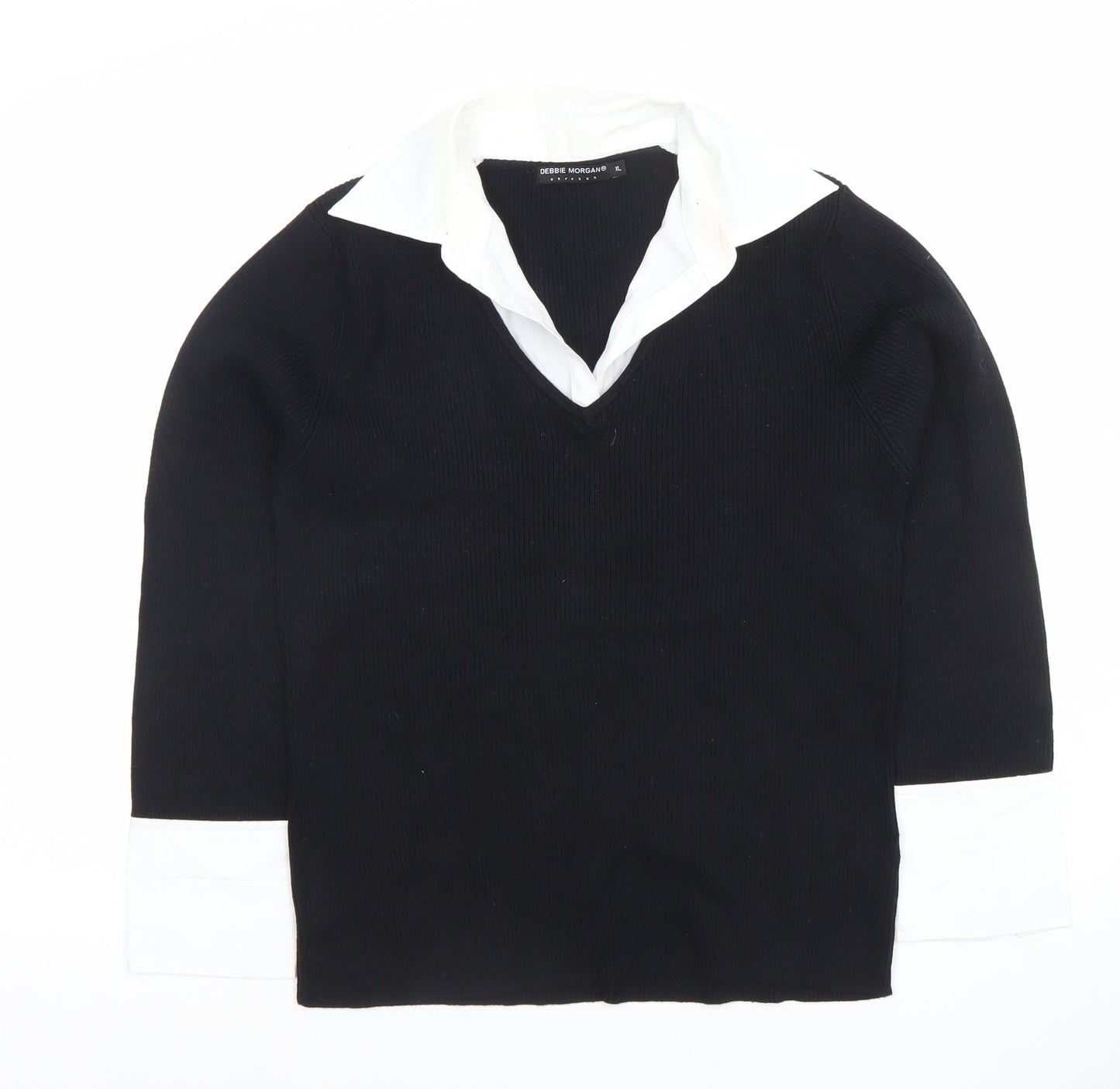 Debbie Morgan Womens Black V-Neck Knit Jumper XL