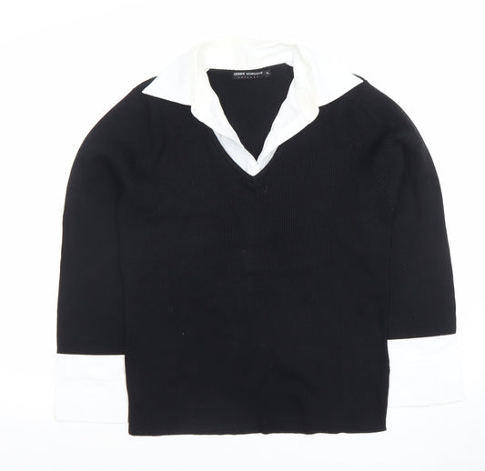 Debbie Morgan Womens Black V-Neck Knit Jumper XL
