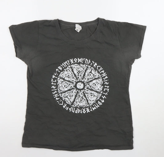 Fruit of the Loom Womens Black Graphic Cotton T-Shirt M