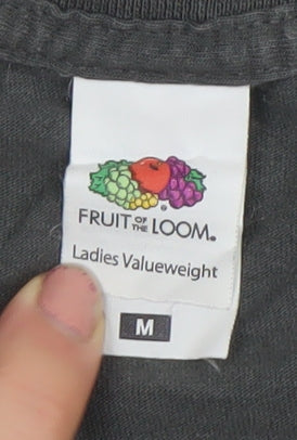 Fruit of the Loom Womens Black Graphic Cotton T-Shirt M