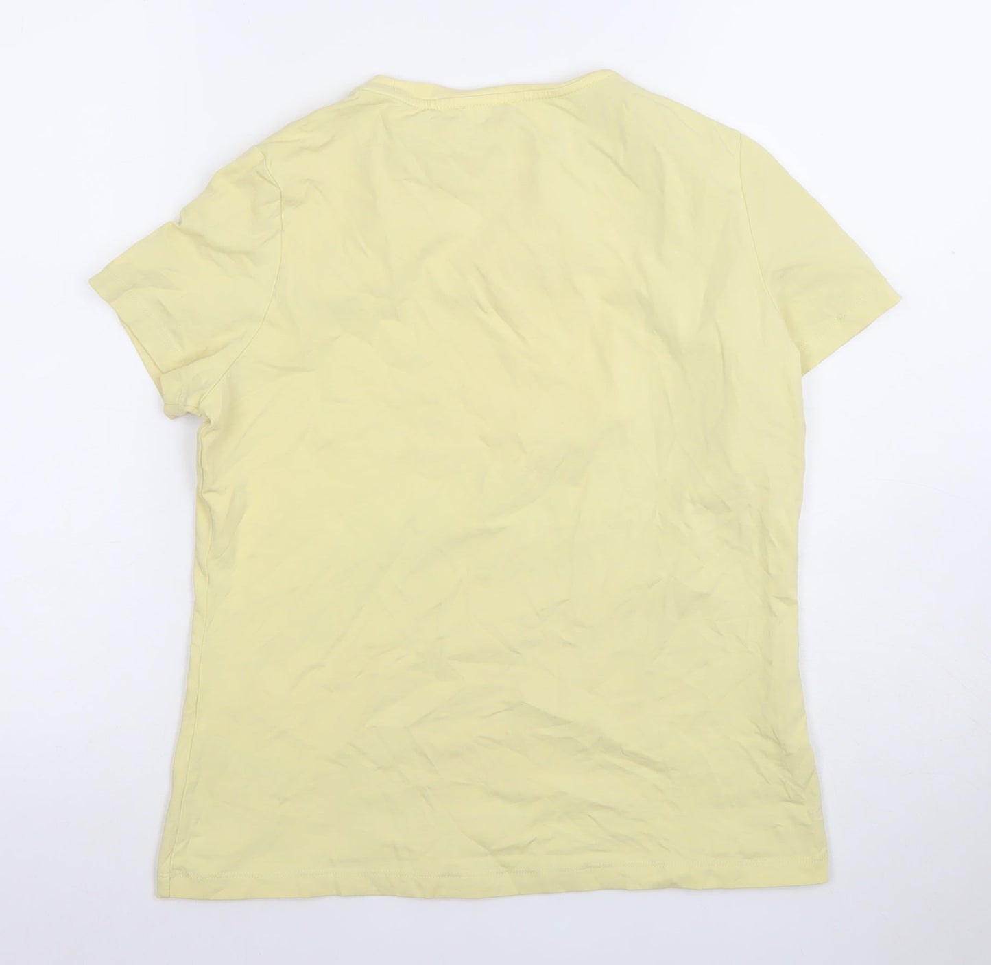 Savida Women Yellow Beaded Cotton Jersey T-Shirt Size S