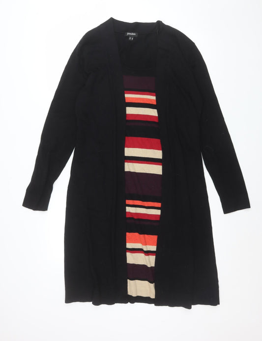 Pomodoro Women’s Black Striped Knit Jumper Dress Size 14