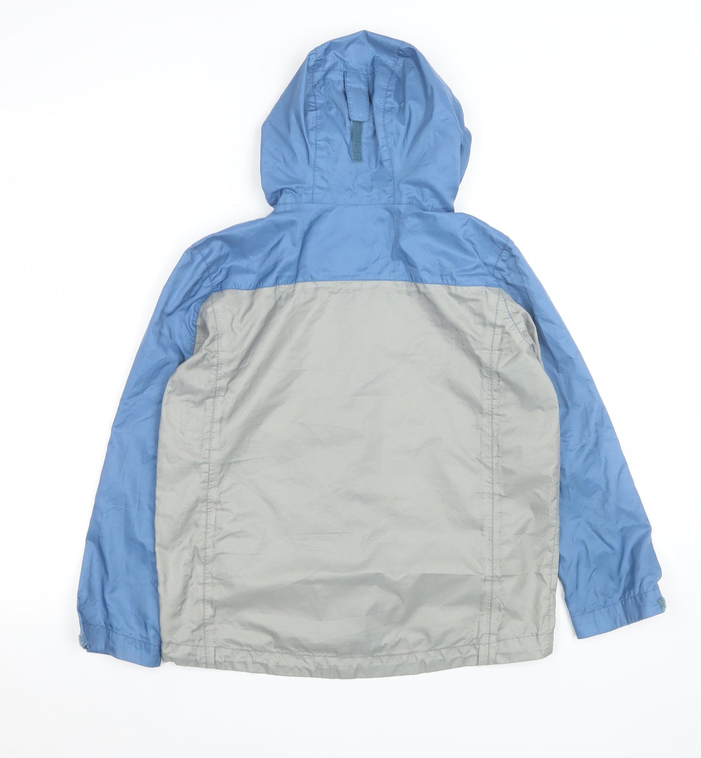 K-Way Boys Blue Grey Windbreaker Jacket 9-10 Years Hooded Lightweight