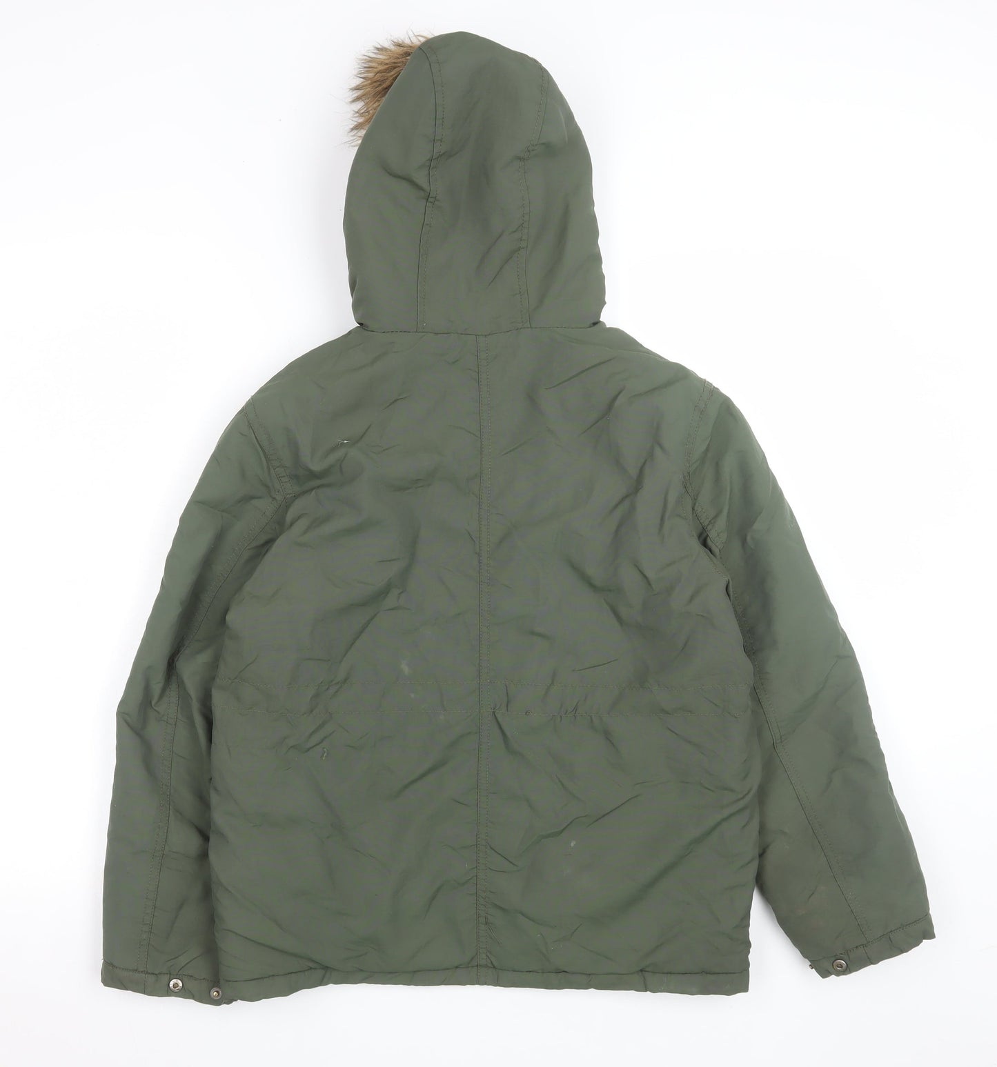 Ben Sherman Boys Green Hooded Parka Coat 10-11 Years Nylon Padded Winter Jacket