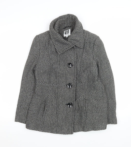 Debenhams Women Grey Wool Blend Tweed Overcoat Size 12 Petite