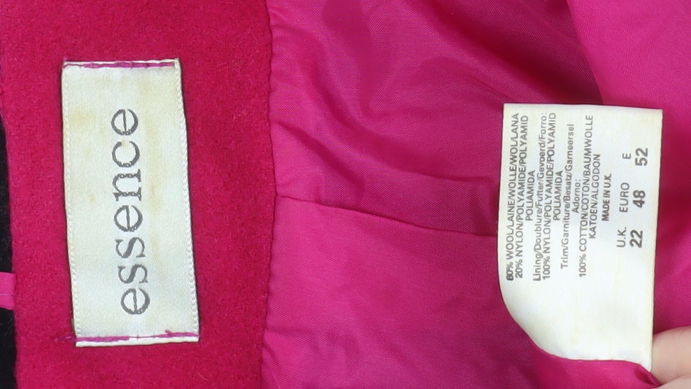 Essence Womens Pink Wool Blend Shawl Collar Blazer UK 22