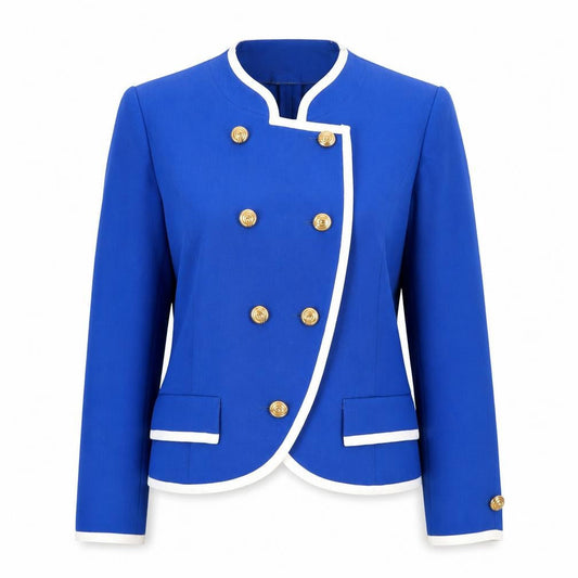 Lady F Women's Blue Double-Breasted Suit Jacket Size 14
