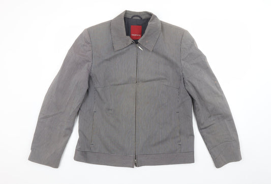 Bianca Women's Grey Striped Zip-Up Short Jacket Size 14