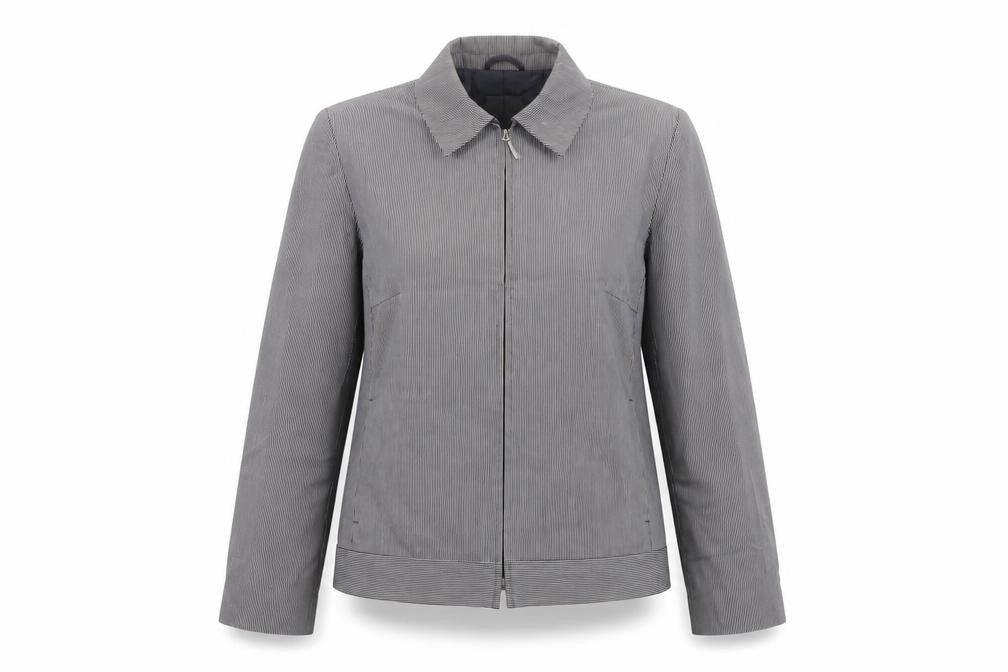 Bianca Women's Grey Striped Zip-Up Short Jacket Size 14
