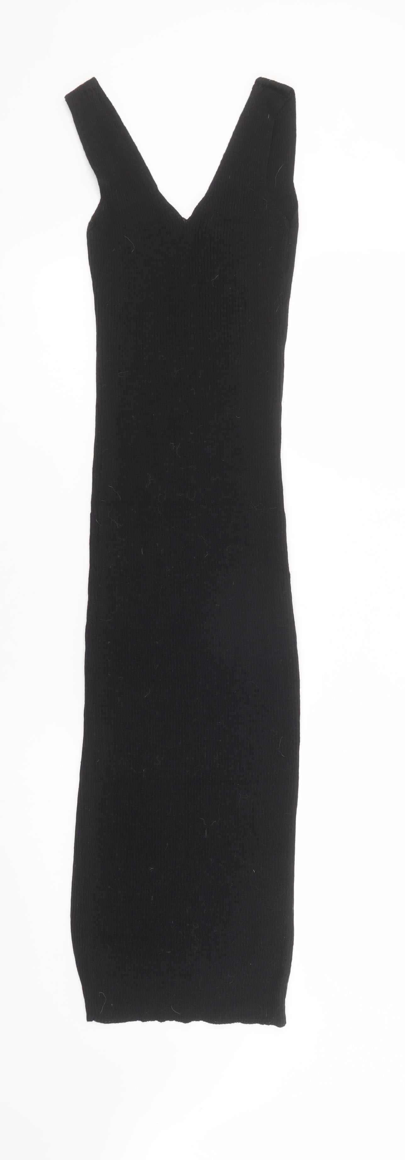 PrettyLittleThing Women's Black Sleeveless V-Neck Knit Bodycon Midi Dress S