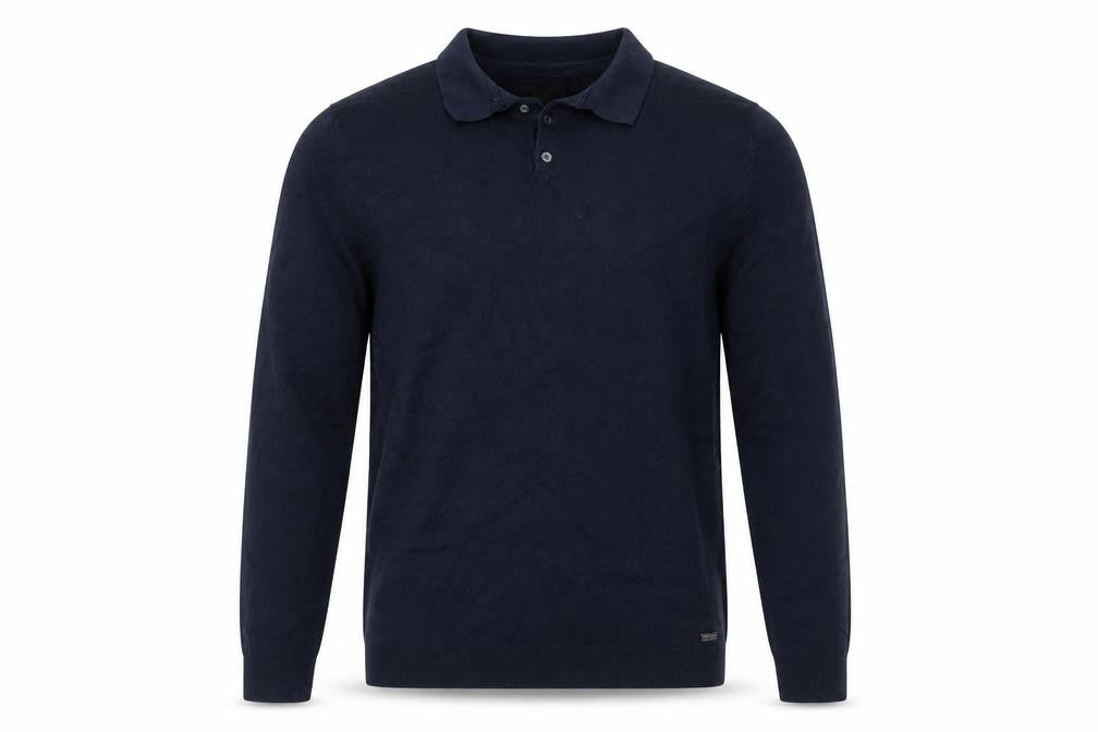 Threadbare Men’s Blue Collared Cotton Pullover Jumper Medium