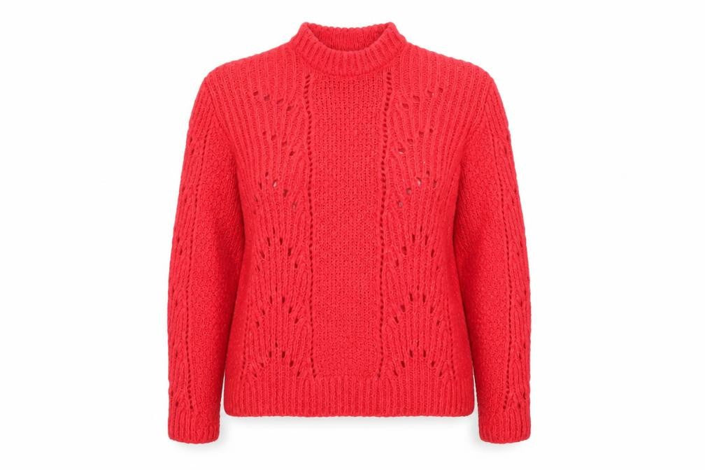Marks & Spencer Women Red Chunky Knit High Neck Jumper Size 20