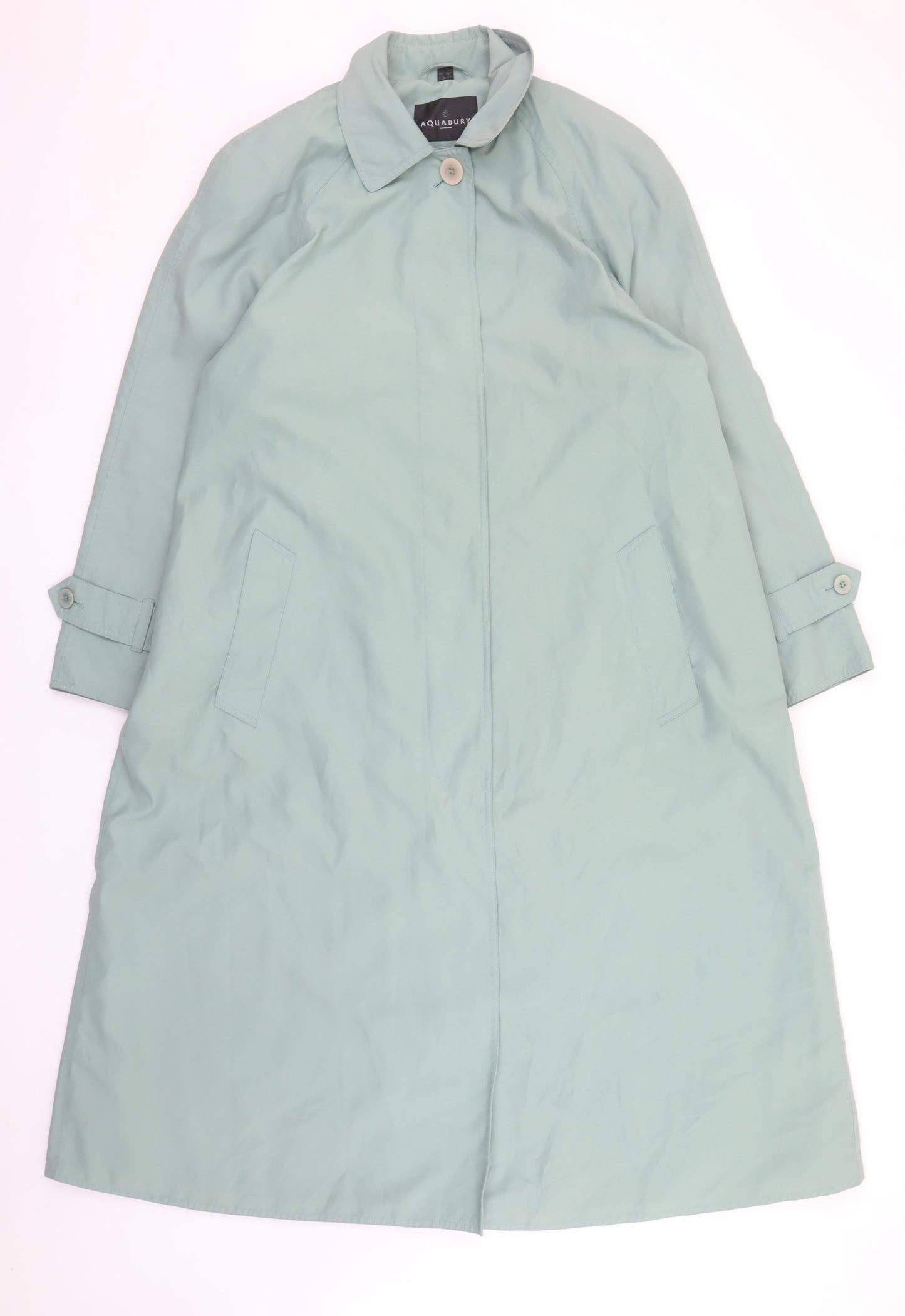Aquabury London Womens Green Petites UK 14 Trench Coat Long Cotton Blend