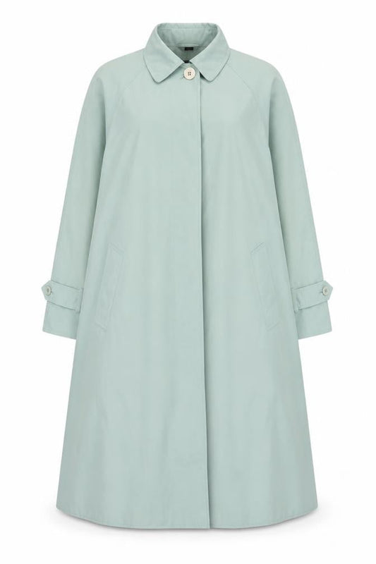 Aquabury London Womens Green Petites UK 14 Trench Coat Long Cotton Blend