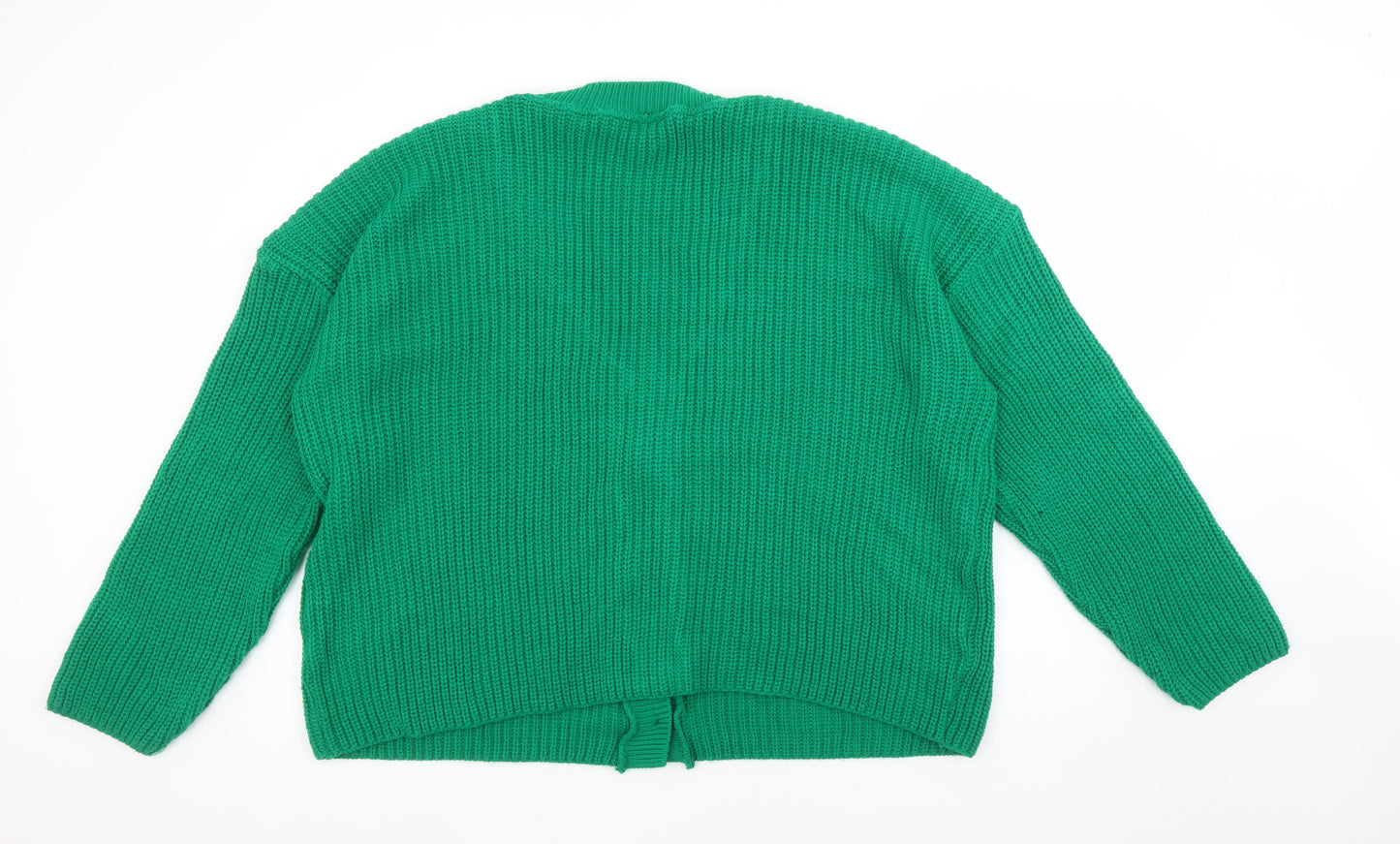 Studio Women's Green Chunky Knit V-Neck Cardigan Size 16/18
