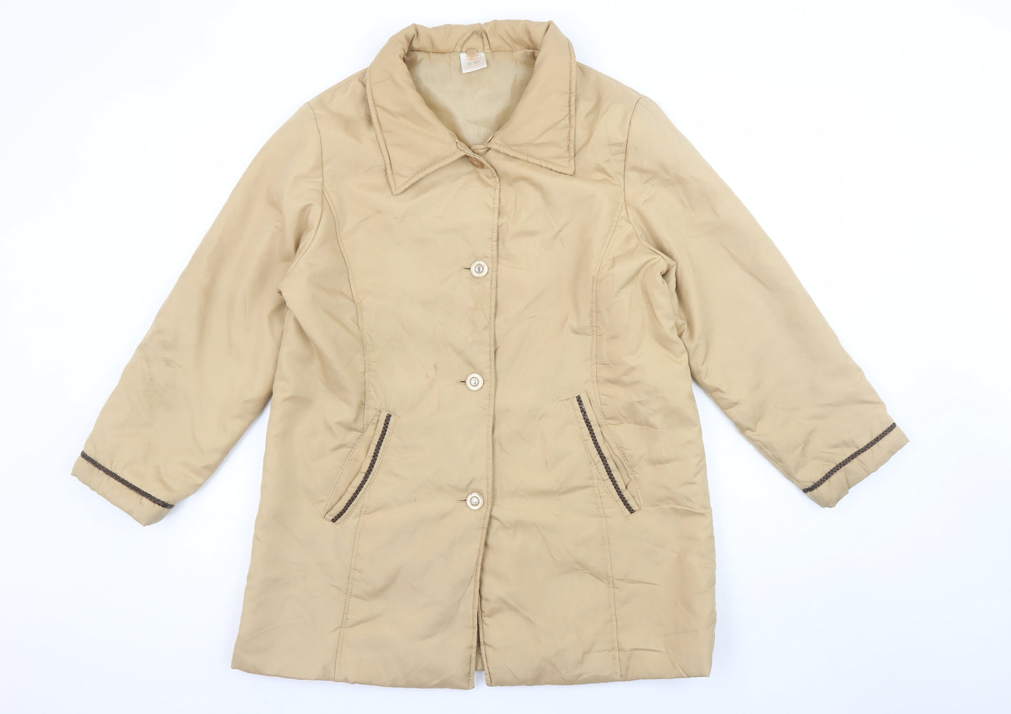 Neville Womens Beige Mid-Length Button Coat UK 10/12 Vintage Smart Casual