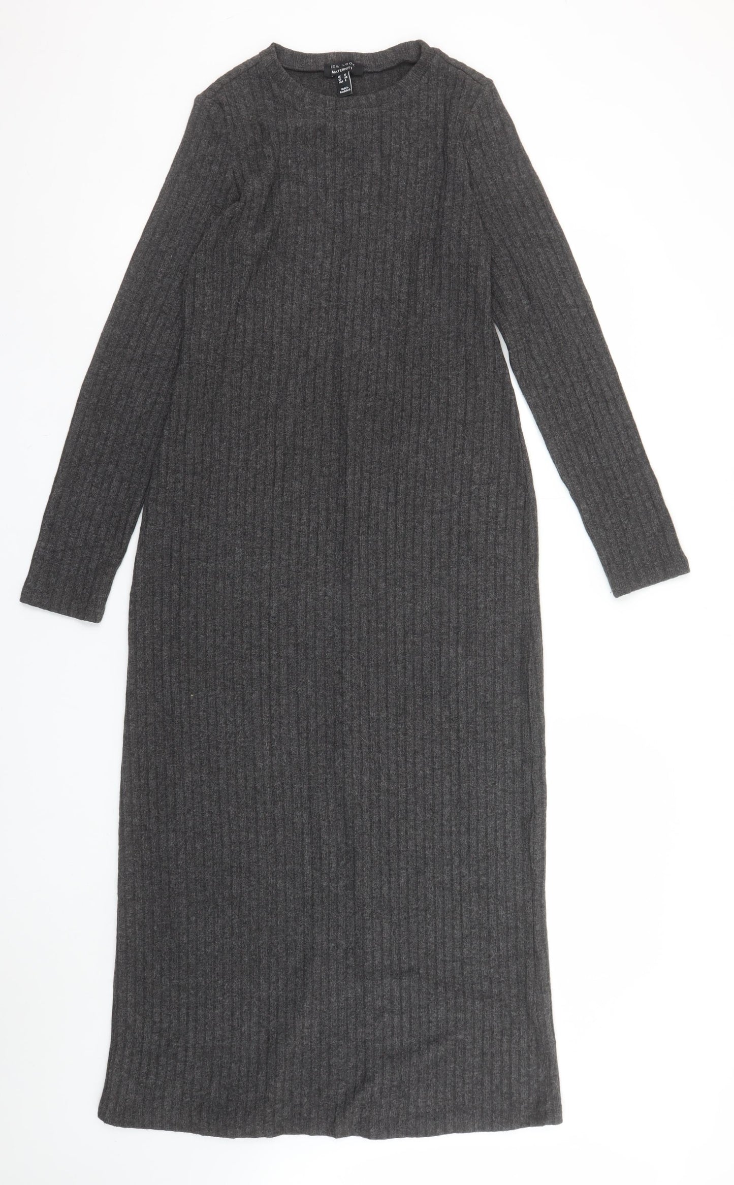 New Look Women Grey Maternity Size 12 Knit Bodycon Midi Dress