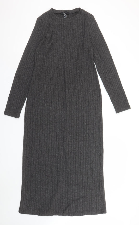 New Look Women Grey Maternity Size 12 Knit Bodycon Midi Dress