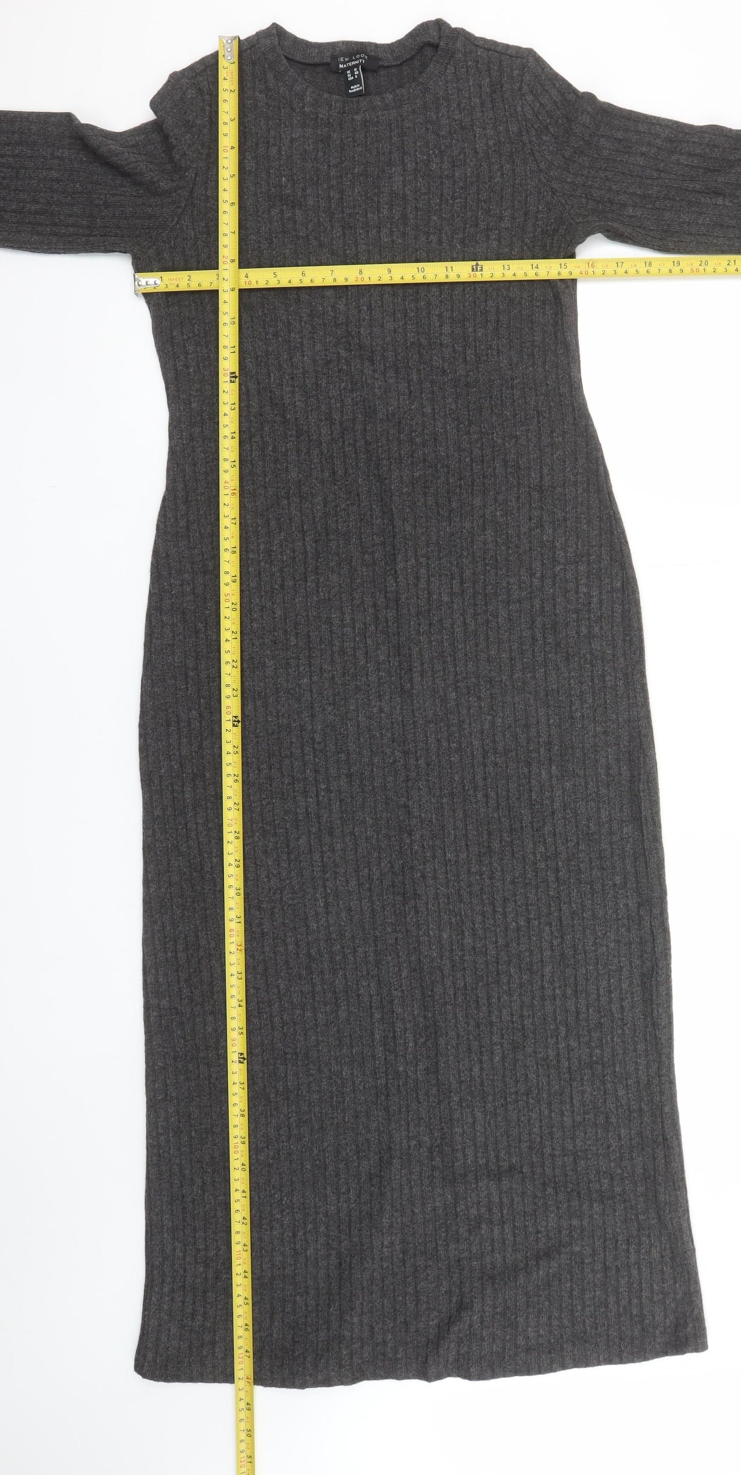 New Look Women Grey Maternity Size 12 Knit Bodycon Midi Dress