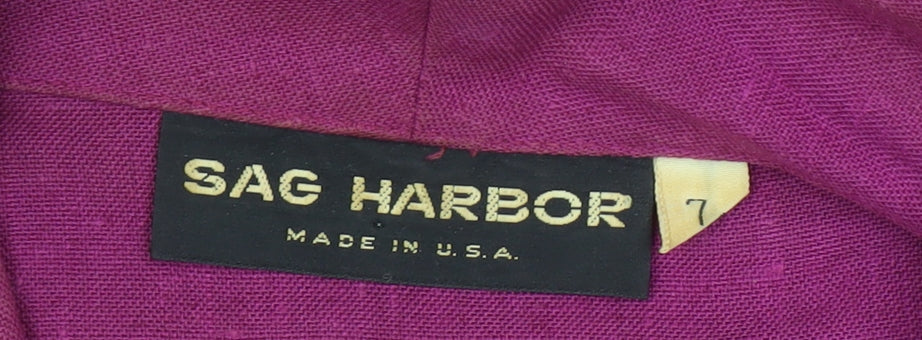 Sag Harbor Women’s Purple Linen Blazer Size 10 Single Breasted 3/4 Sleeve