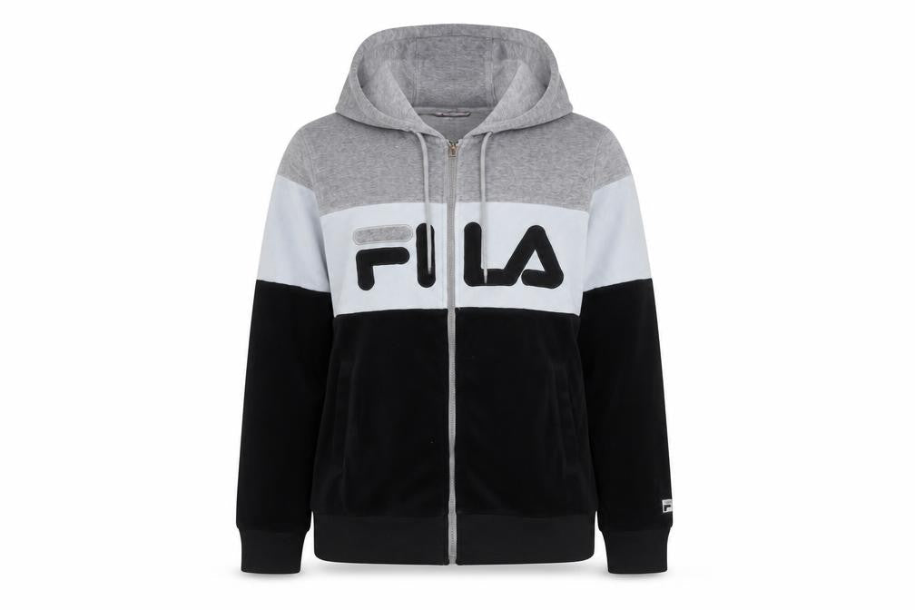 Fila Women’s Grey Black Colourblock Full Zip Hoodie Size M