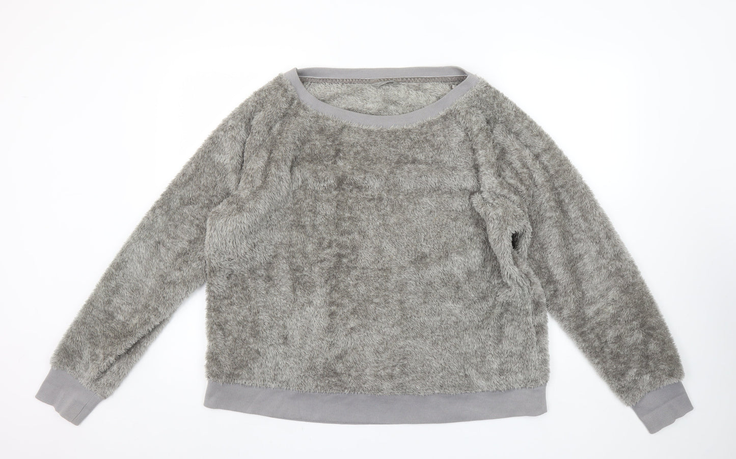 Marks and Spencer Womens Grey Fleece Pyjama Top Size 16 Winter Loungewear