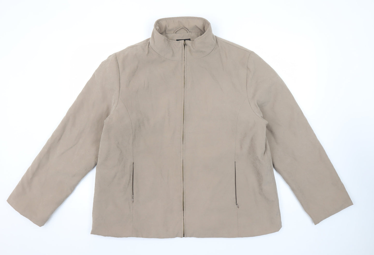 Ellie Louise Women's Beige Zip-Up Mid-Length Casual Jacket Size 18