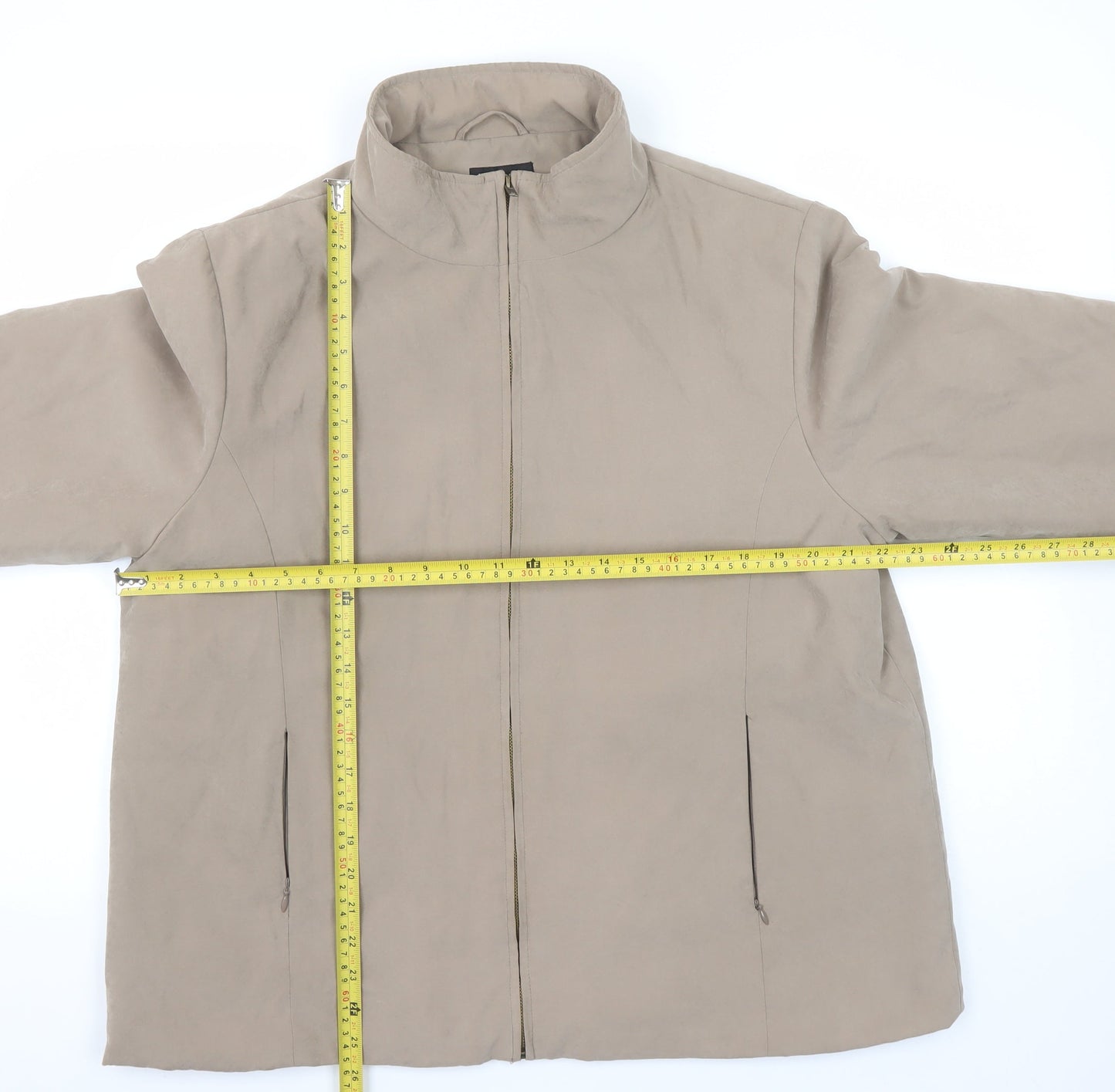 Ellie Louise Women's Beige Zip-Up Mid-Length Casual Jacket Size 18