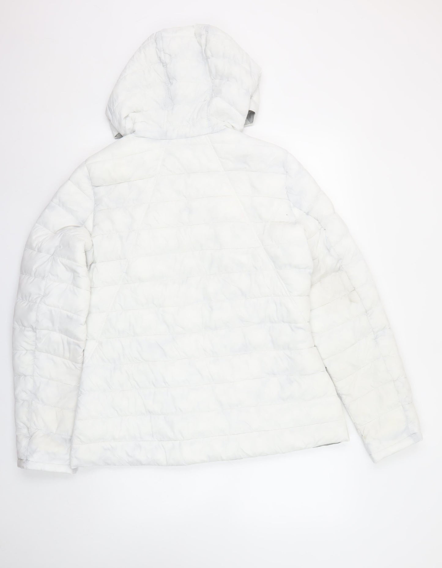 HFX Women’s White Hooded Puffer Jacket L Lightweight Quilted Winter Coat