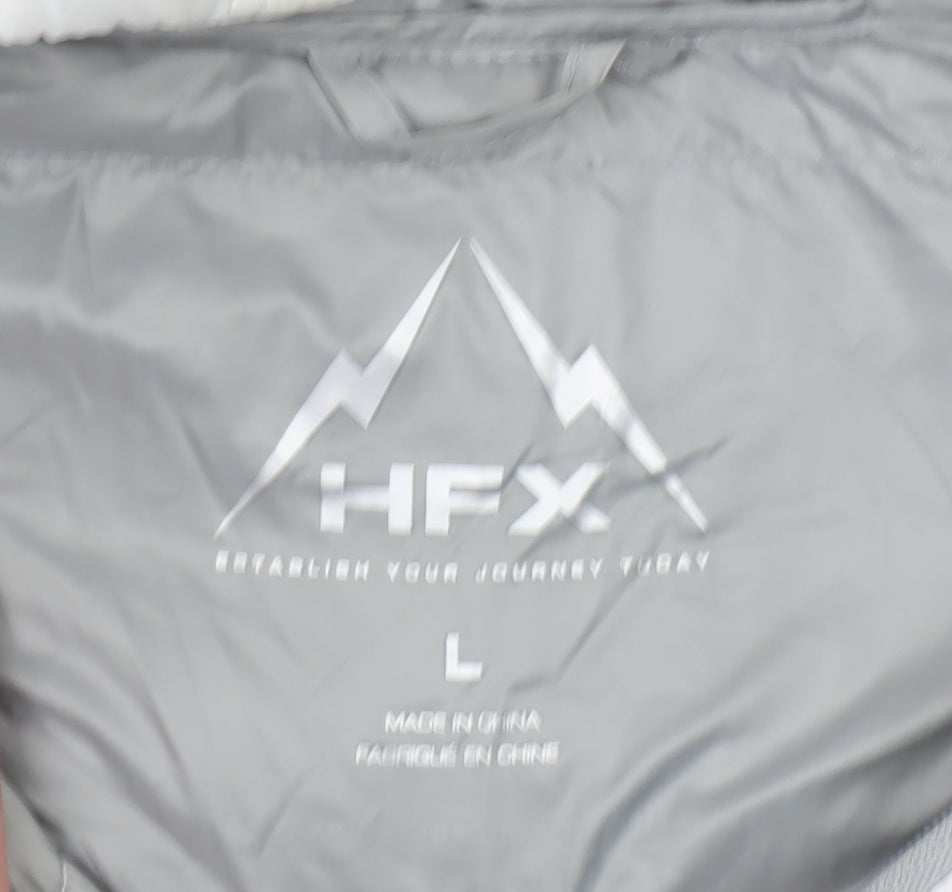 HFX Women’s White Hooded Puffer Jacket L Lightweight Quilted Winter Coat