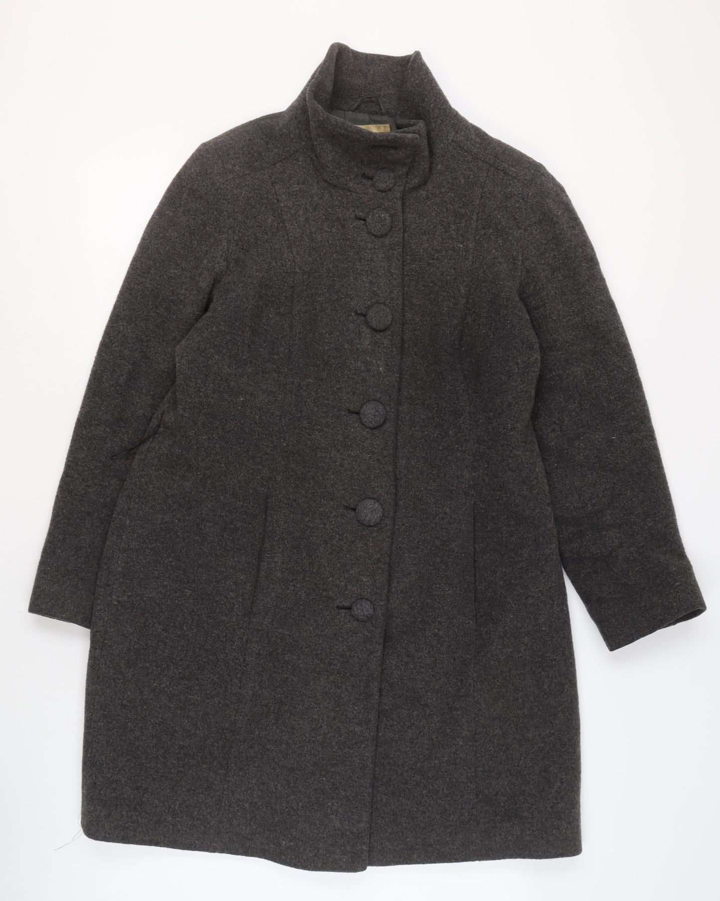 Marks and Spencer Womens Grey Wool Blend Long Coat Size S