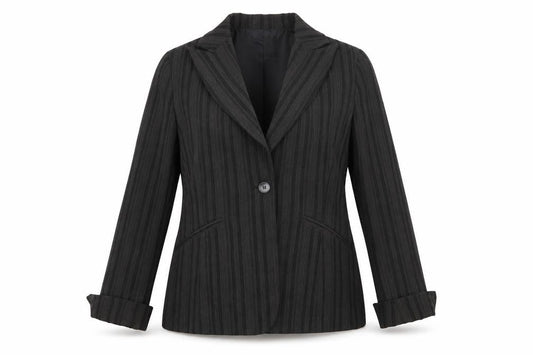 Oltre Women’s Brown Pinstripe Single-Breasted Blazer Size 16