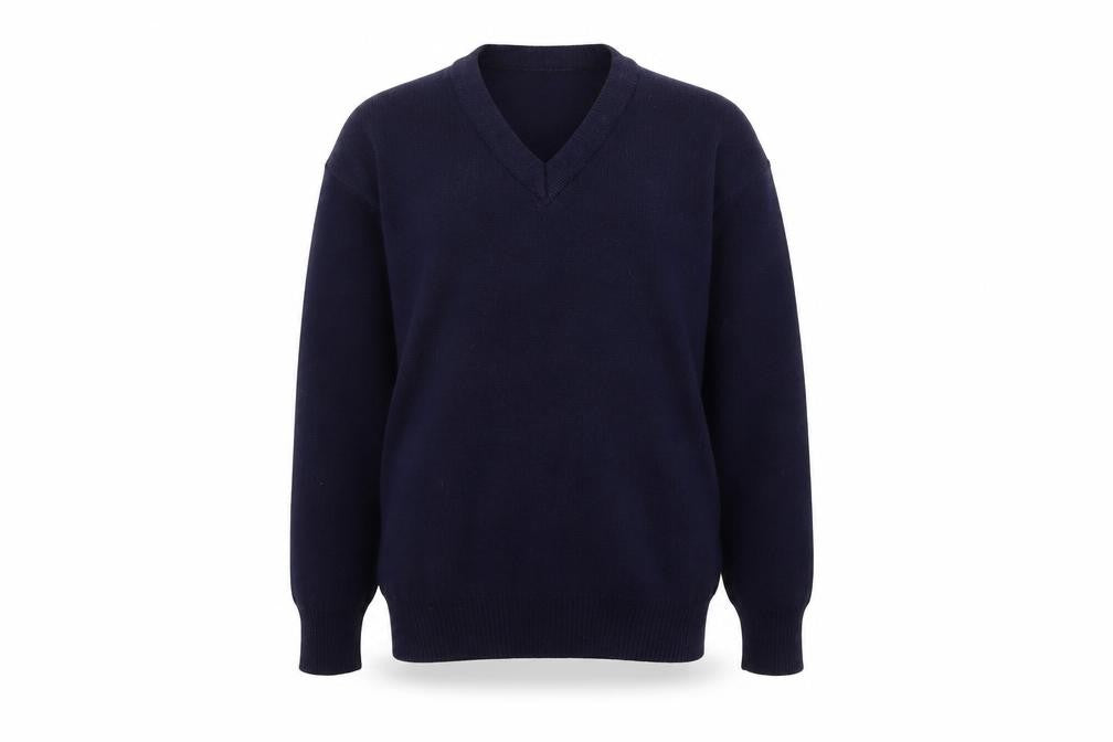 Hunter Boys Navy V-Neck Acrylic School Jumper Size 32 Long Sleeve