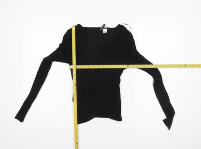 H&M Divided Womens Black XS Rib Knit Slim Fit Pullover Jumper