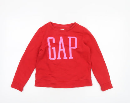 Additional front view of Gap girls’ red logo pullover sweatshirt -, size 8-9, years cotton blend