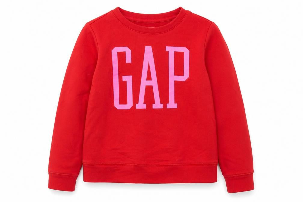 GAP Girls Red Logo Pullover Sweatshirt - Size 8-9 Years Cotton Blend
