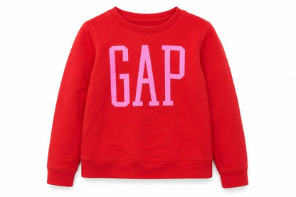 Front view of Gap girls’ red logo pullover sweatshirt -, size 8-9, years cotton blend