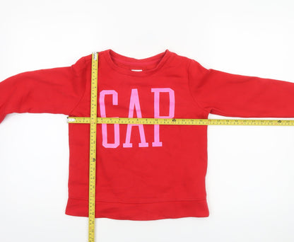 Back view of Gap girls’ red logo pullover sweatshirt -, size 8-9, years cotton blend