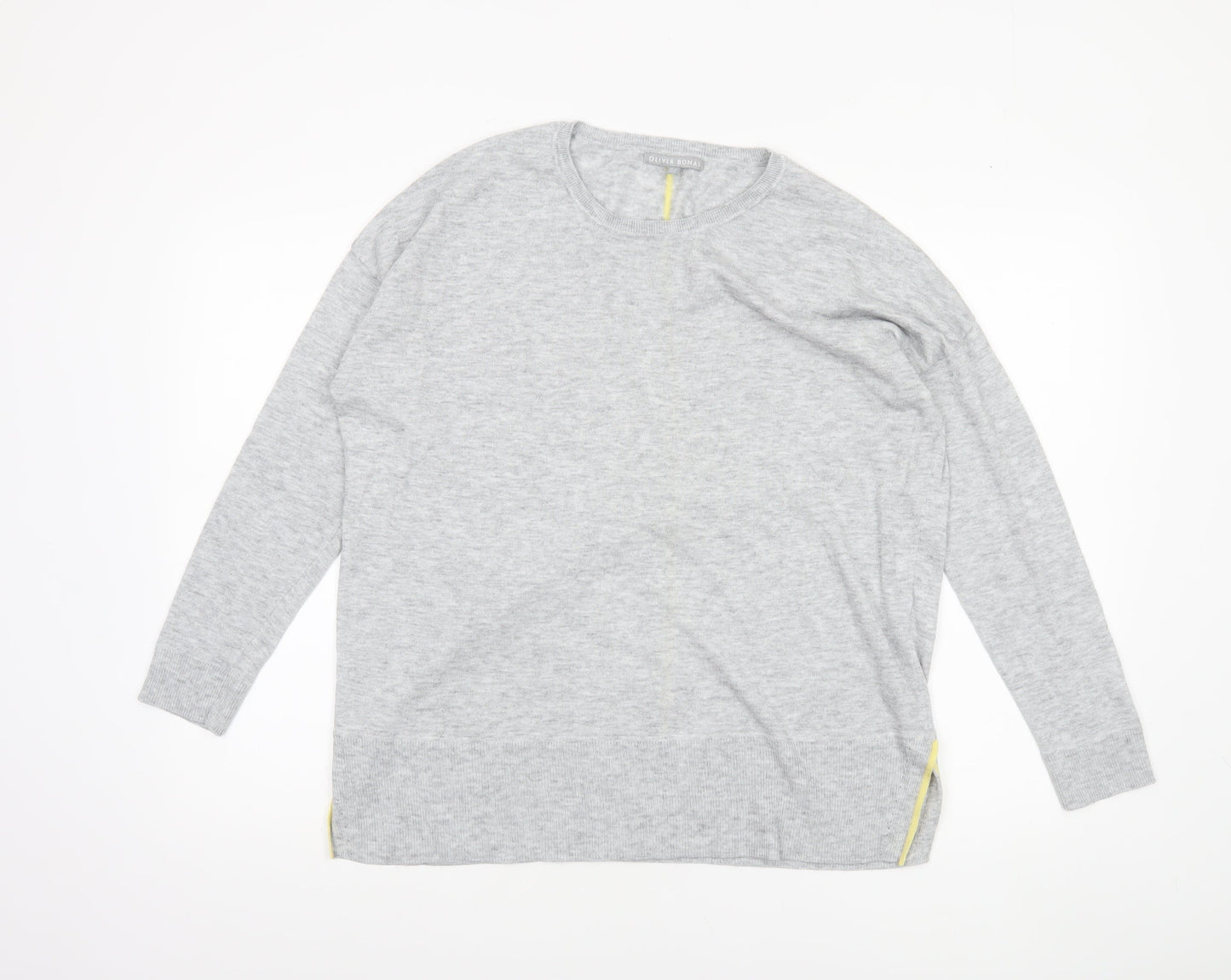 Oliver Bonas Womens Grey Crew Neck Long Sleeve Pullover Jumper Size 14