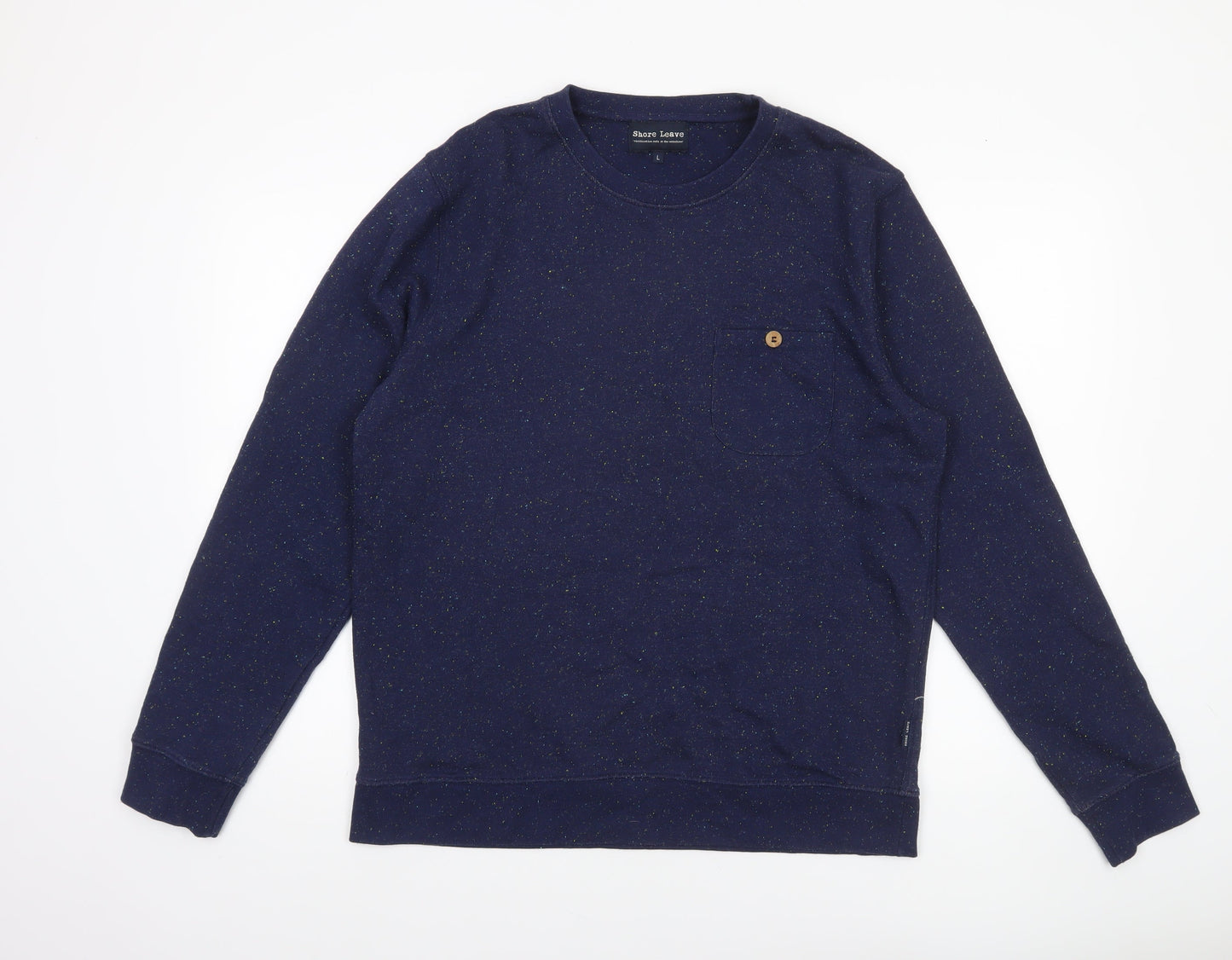 Shore Leave Men's Blue Long Sleeve Crew Neck Cotton Blend Sweatshirt Size L