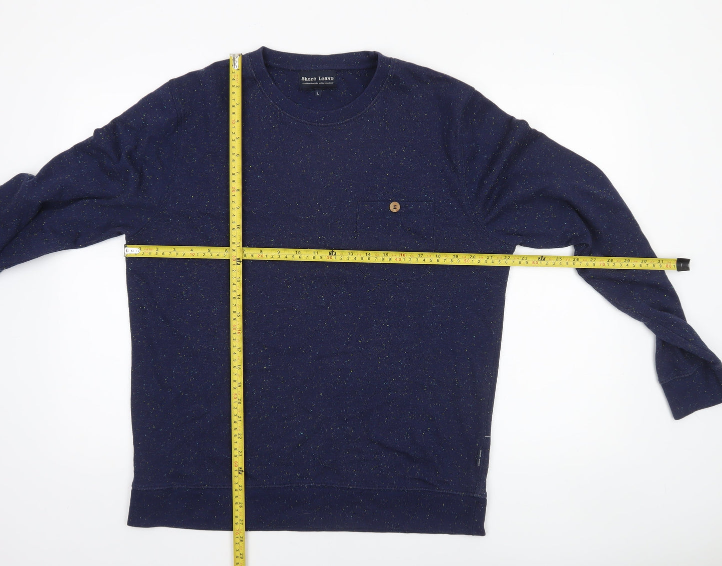 Shore Leave Men's Blue Long Sleeve Crew Neck Cotton Blend Sweatshirt Size L
