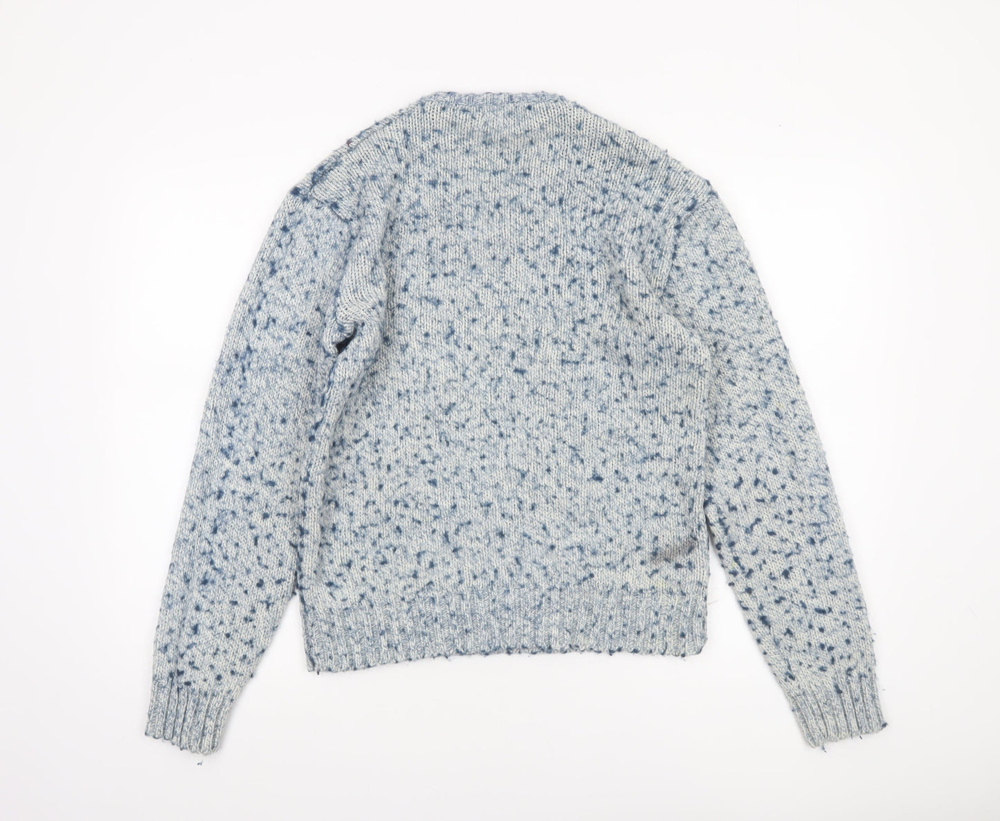 Jean Michaud Men's Blue Argyle Chunky-Knit Wool Blend Pullover Jumper M