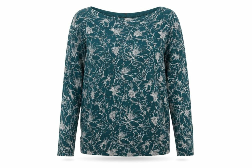 VIZ-A-VIZ Women's Green Floral Knit Pullover Jumper Size M