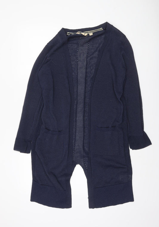 White Stuff Women's Blue Long Sleeve Open Knit Cardigan Size 12