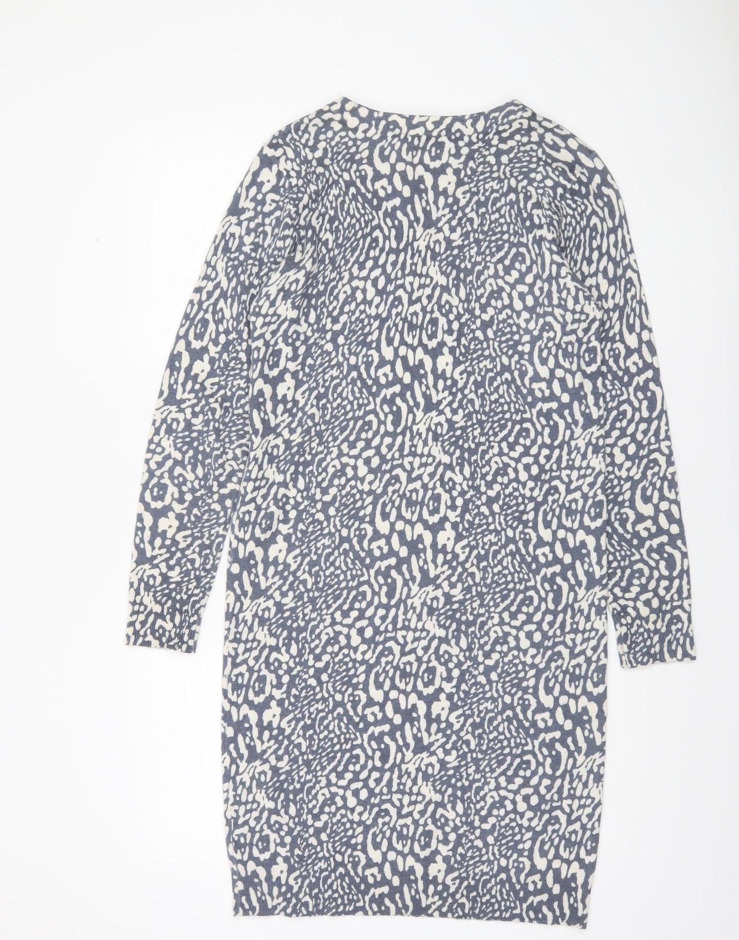 Jaeger Women Blue Animal Print Wool Blend Jumper Dress Size S