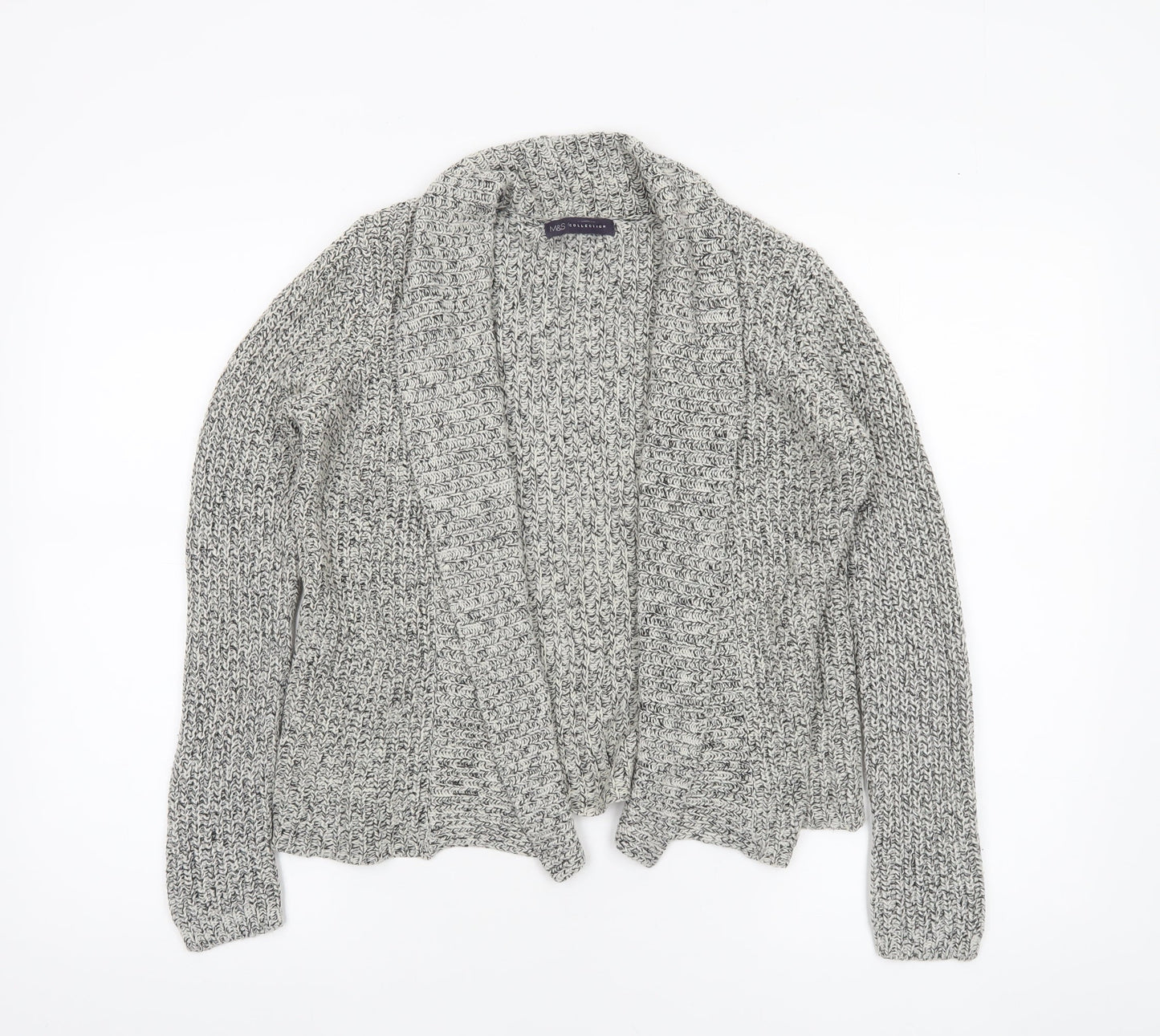 Marks and Spencer Womens Grey Chunky Knit Open Cardigan Size 12
