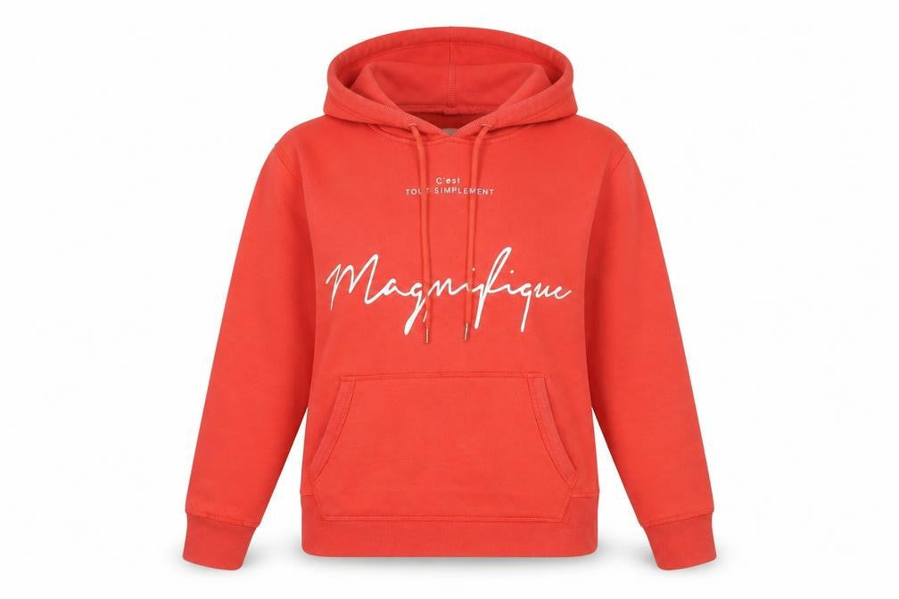 L.O.G.G. Womens Red Pullover Hoodie Magniﬁque Print Size 12