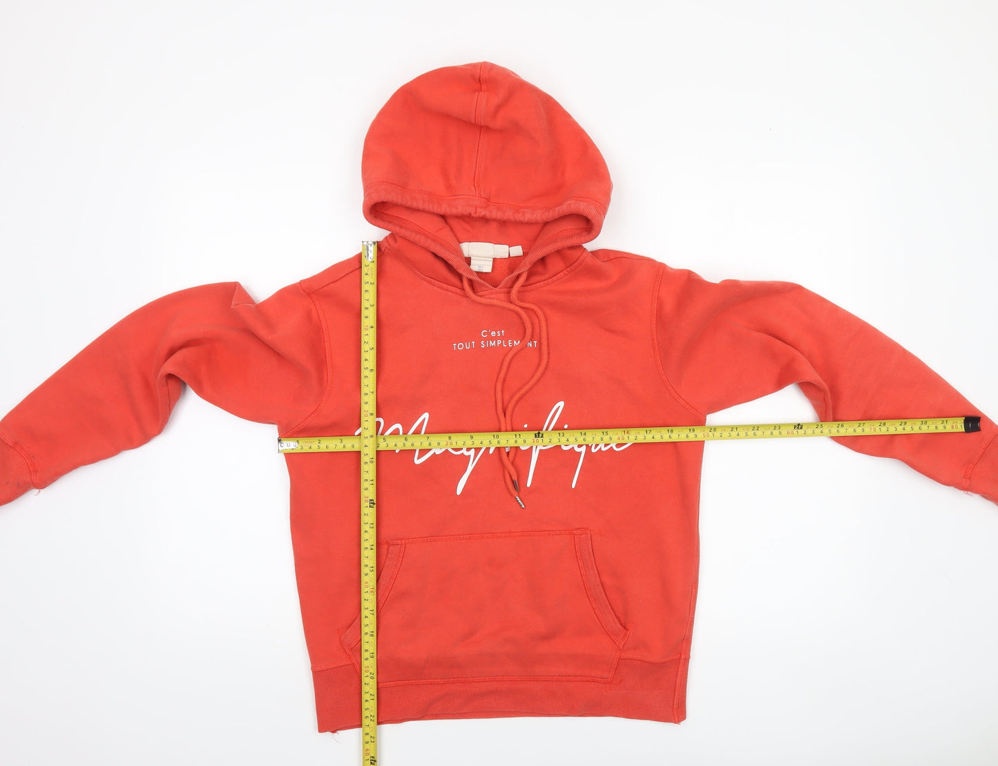 L.O.G.G. Womens Red Pullover Hoodie Magniﬁque Print Size 12