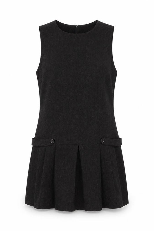 Zara Women Black Wool Blend Sleeveless Pinafore Dress Size 14